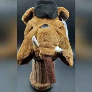 NEW Bulldog Golf Club Cover Plush Smoking Studded Black Collar Black Hat